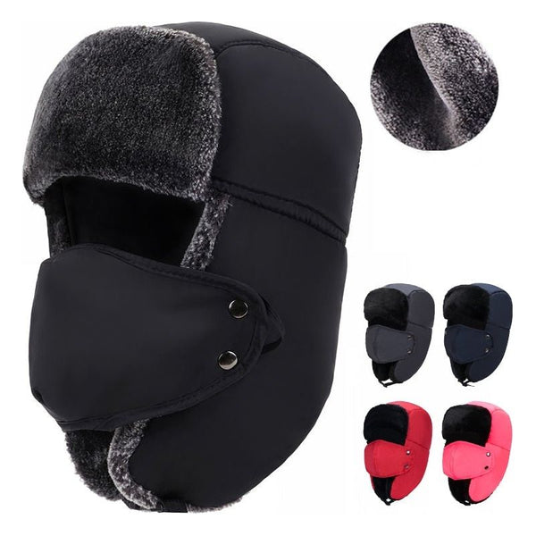 Women's Unisex Snow Very Warm Winter Hat Ears Protection Face Faux Fur Bomber Cap With Ear Flaps Windproof Mask Cold Hunting Hats - Frimunt Clothing Co.