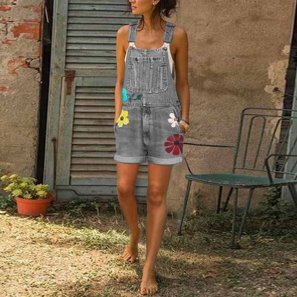 Women's Jumpsuit Overall Shorts Spring Summer Suspenders Shorts Floral Print