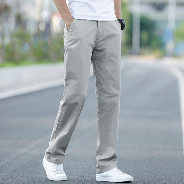 Summer New Men's Thin Cotton Khaki Casual Pants Business Solid Color Stretch Plus Size 40 42