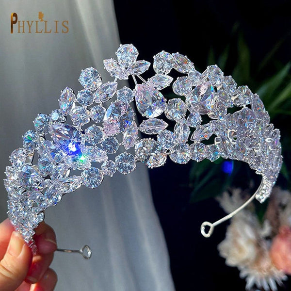 Zircon Princess Wedding Bridal Tiaras and Crowns Pageant Hair Jewelry Headpieces