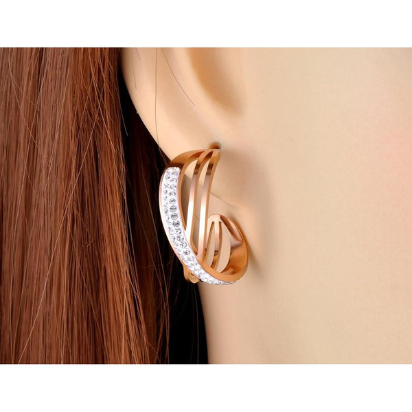 Fashion Titanium Stainless Steel Letter X Shape Earrings Bohemia Geometry Rhinestone Earrings Jewelry For Women E20316 - Frimunt Clothing Co.