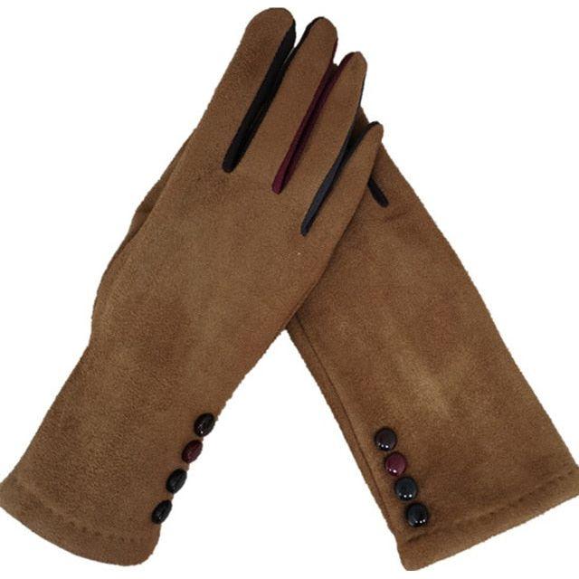 Fashion Women Winter Warm Suede Leather Touch Screen Glove Female Faux Rabit Fur Embroidery Plus velvet thick driving gloves H92 - Frimunt Clothing Co.