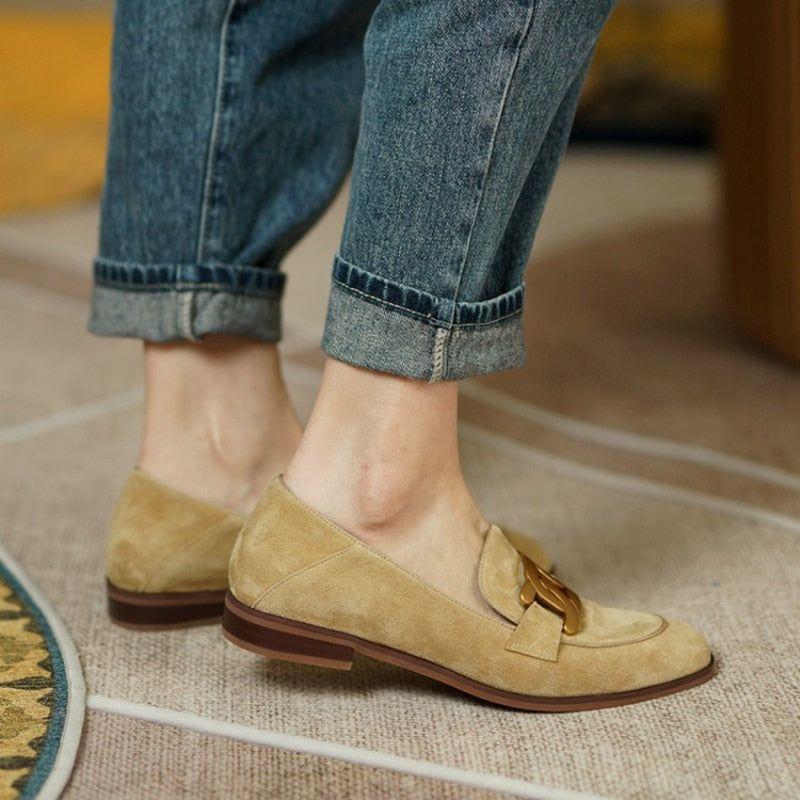 New Spring/Autumn Fashion Camel Buckle Casual Suede Women British Style Loafers - Frimunt Clothing Co.