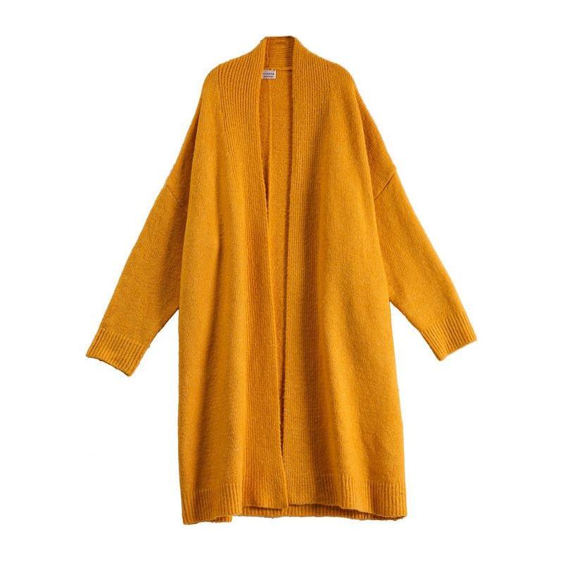 New Fall Winter Women's Open Front Loose Knit Long Cardigan Scarf Collar Lantern Sleeves Side Pockets - Frimunt Clothing Co.