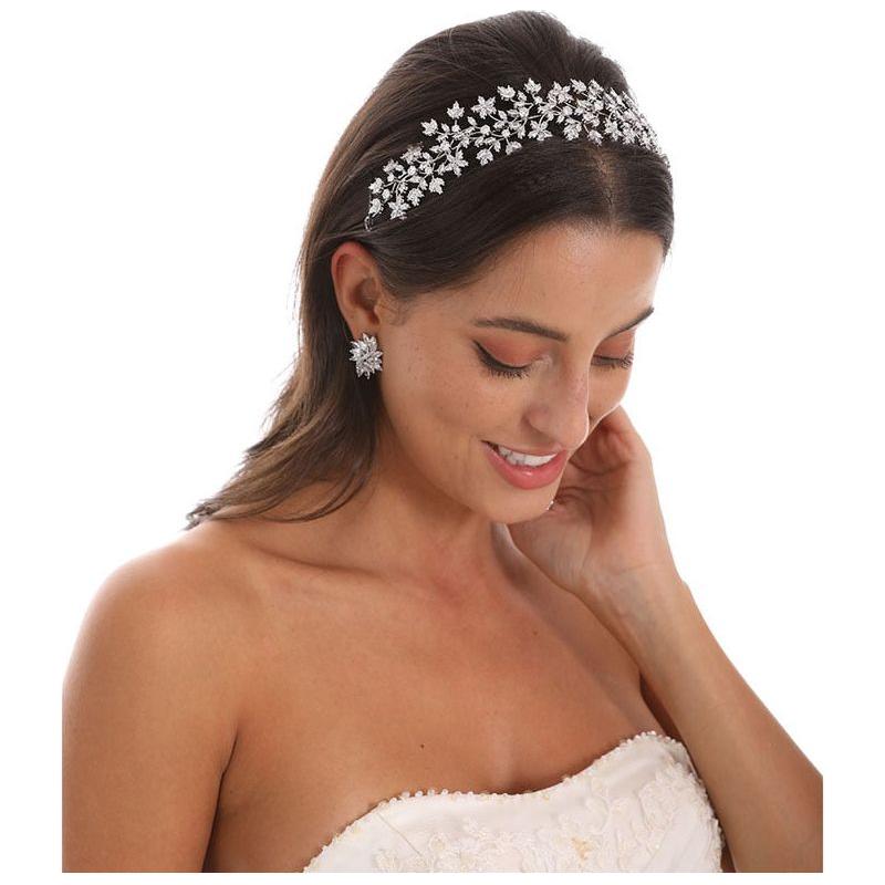 Luxury Flexible Full Cubic Zircon Bridal Tiara Headband Bride Bridesmaids Crown - Frimunt Clothing Co.