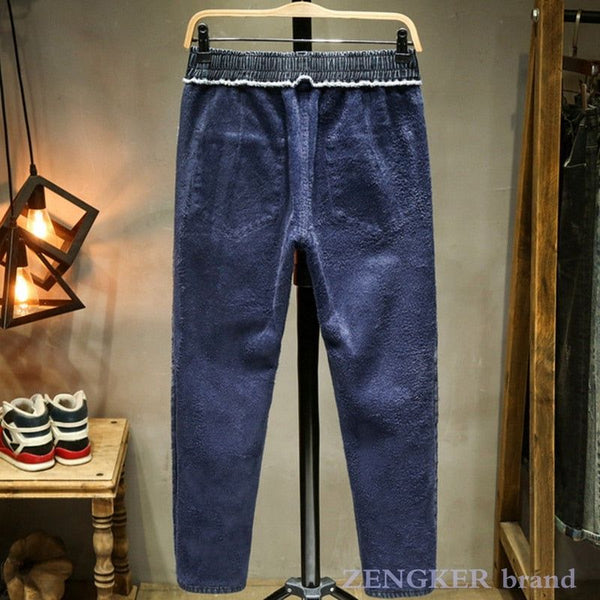 Winter Plus Sizes Warm Fleece Lining Jeans Elastic Waist Thick Pants - Frimunt Clothing Co.