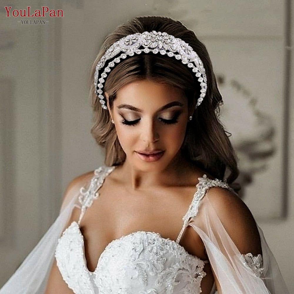 Rhinestone Padded Crystal Hairbands Handmade Beaded Bridal Accessories - Frimunt Clothing Co.