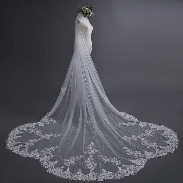 High Quality Cathedral Lace Bridal Veils 1Tier With Comb - Frimunt Clothing Co.