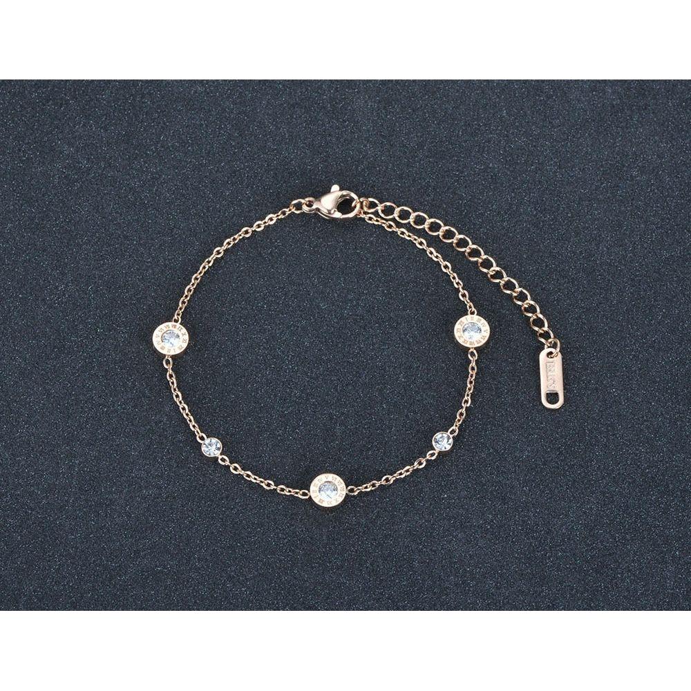 Fashion Austrian Crystal Round Roman Numerals Stainless Steel Bracelet Rose Gold, Gold, Silver Colors - Frimunt Clothing Co.