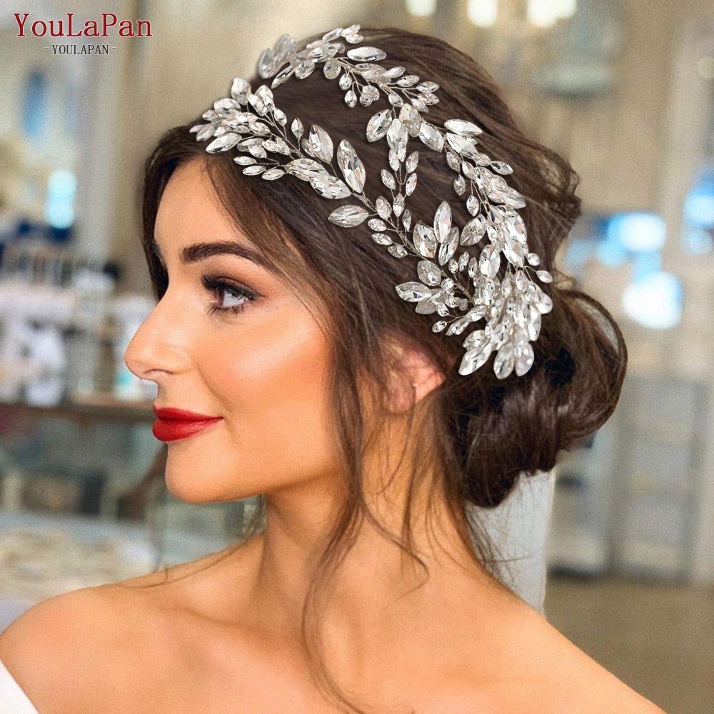 Luxurious Rhinestone Headband Silver Hair Accessories Bling Bride Tiaras - Frimunt Clothing Co.