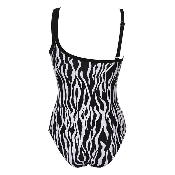 Andzhelika Sexy One Piece Swimsuit Zebra Stripe Mesh Transparency Push Up Padded Swimwear 2022 - Frimunt Clothing Co.