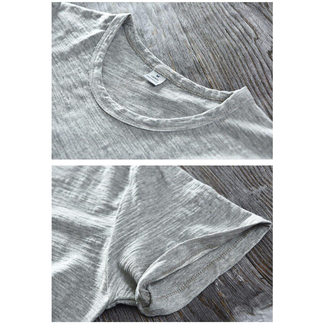 New Men's Short Sleeve O-NECK Breathable 100% Raw Cotton Linen Soft High Quality T-Shirt- 213 - Frimunt Clothing Co.