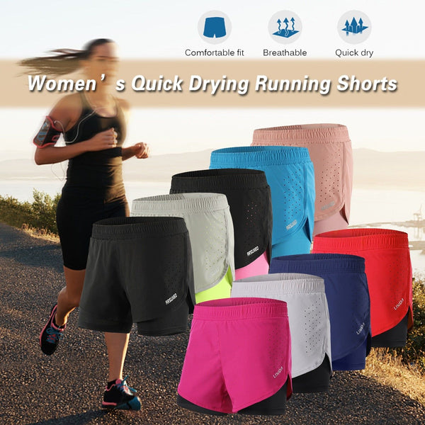 Women's 2 In 1 Running Quick Drying Shorts Elastic Waist Running Tights Yoga, Sports Short Many Colors - Frimunt Clothing Co.