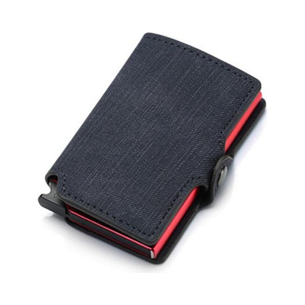 RFID Business Credit Card Holder Multifunction Automatic Aluminum Alloy Leather Cards Case Mini Wallet