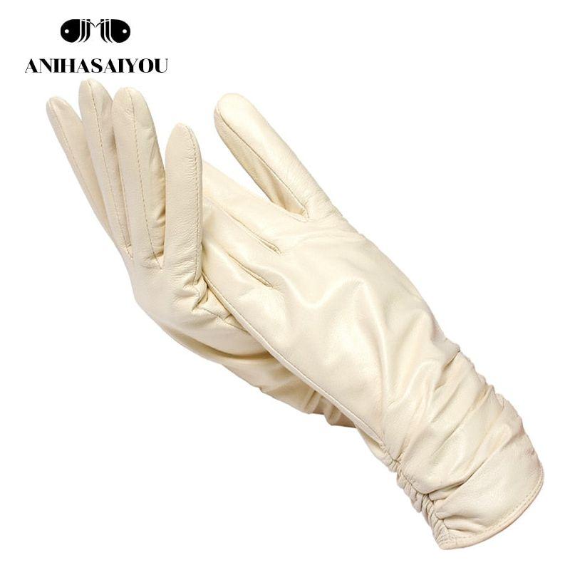 Classic Pleated Women's Genuine Leather Gloves Many Colors Real Sheepskin Leather Winter Gloves-2081 - Frimunt Clothing Co.