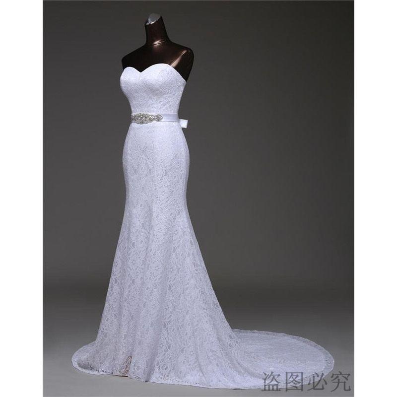 Nyla Crystal Belt Sweetheart Neckline Mermaid Wedding Dress - Frimunt Clothing Co.