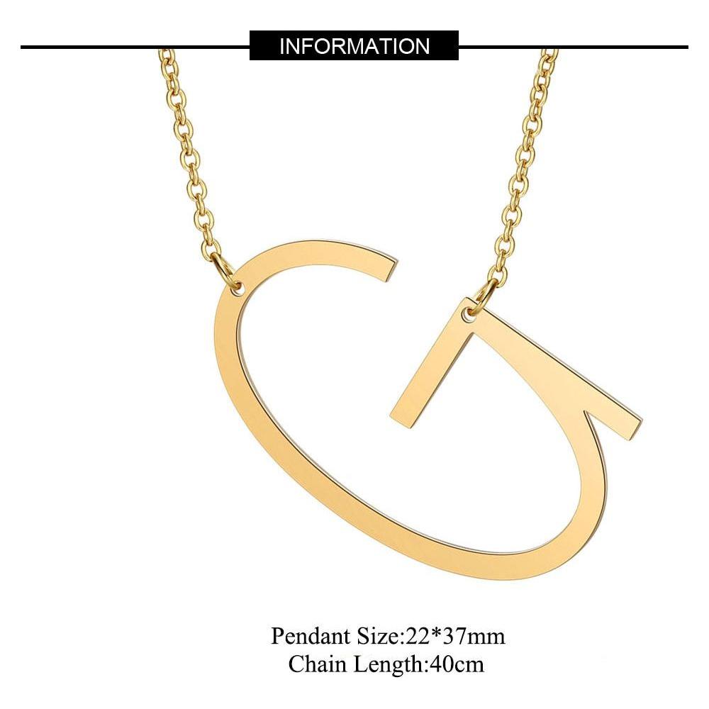 Large Initial Necklace 100% Stainless Steel Jewelry Big Letter A-Z Gold - Frimunt Clothing Co.