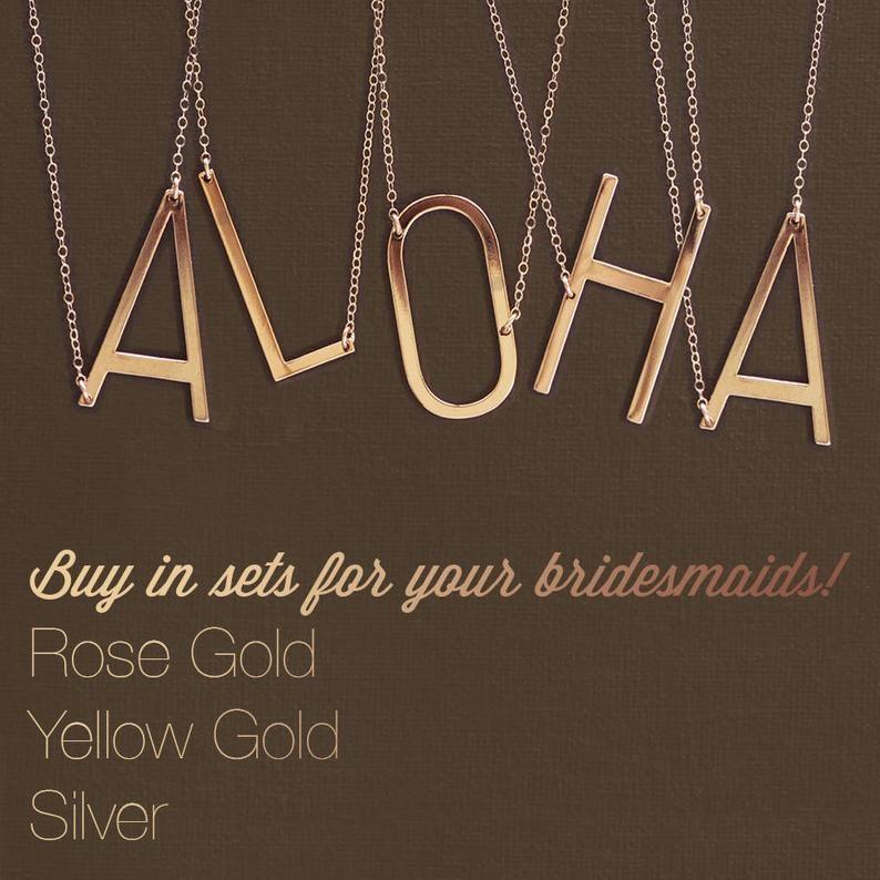 Large Initial Necklace 100% Stainless Steel Jewelry Big Letter A-Z Gold - Frimunt Clothing Co.