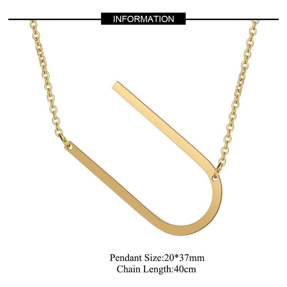 Large Initial Necklace 100% Stainless Steel Jewelry Big Letter A-Z Gold - Frimunt Clothing Co.