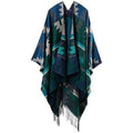 Imitation Cashmere Geometric Tassel Poncho For Women Winter Warm Knitted Shawl Wrap Comfortable Thick - Frimunt Clothing Co.