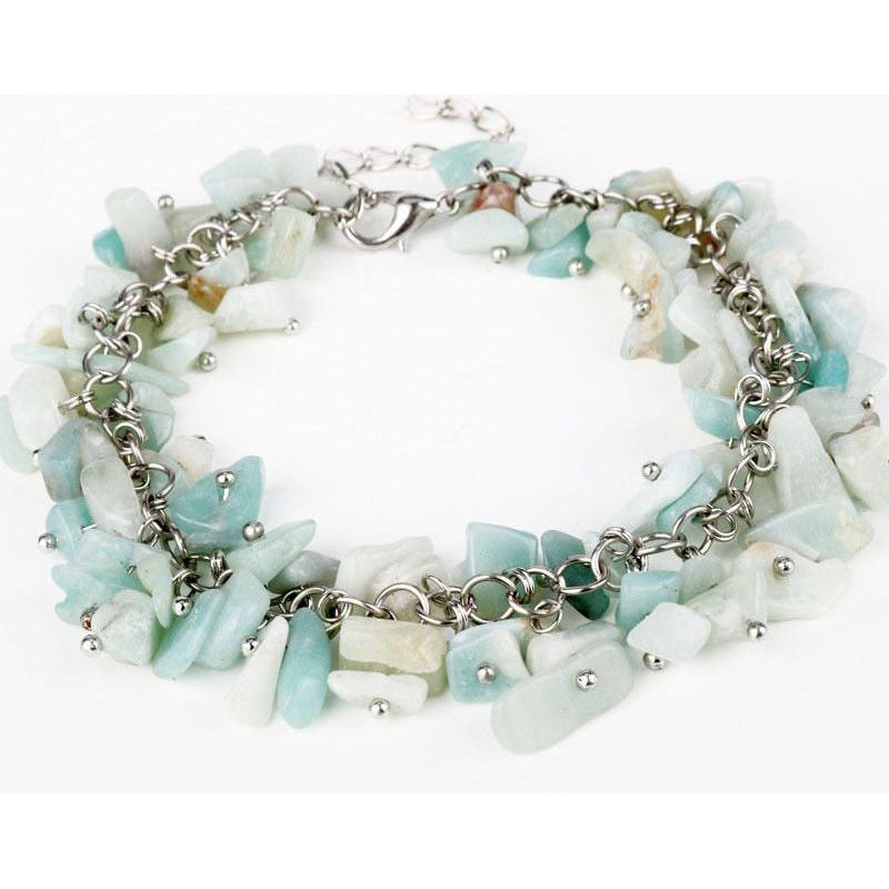 Women Charm Bracelet Unique Small Natural Stones Turquoises Handmade Artcraft Boho - Frimunt Clothing Co.