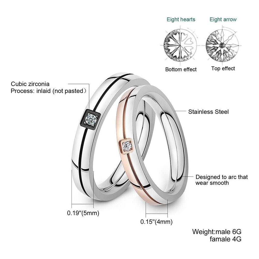 Mosaic Cubic Zirconia Ring Stainless Steel Shining Crystal Couple Rings Forever Love For Romantic Gift R19102 - Frimunt Clothing Co.