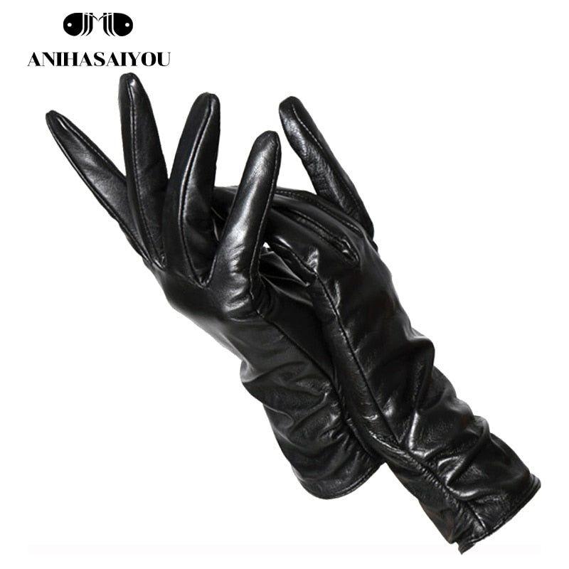 Classic Pleated Women's Genuine Leather Gloves Many Colors Real Sheepskin Leather Winter Gloves-2081 - Frimunt Clothing Co.