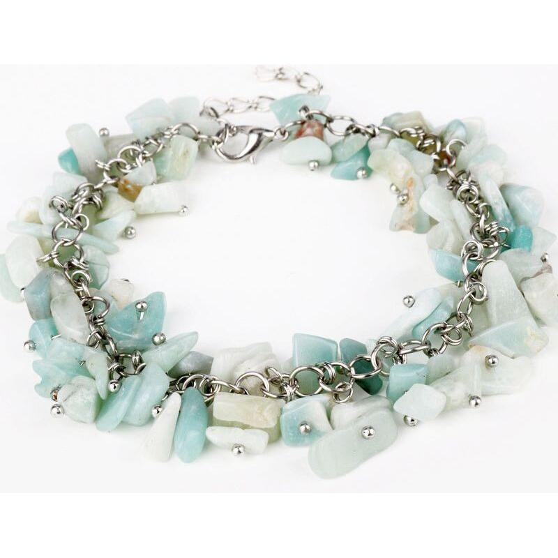 Women Charm Bracelet Unique Small Natural Stones Turquoises Handmade Artcraft Boho - Frimunt Clothing Co.