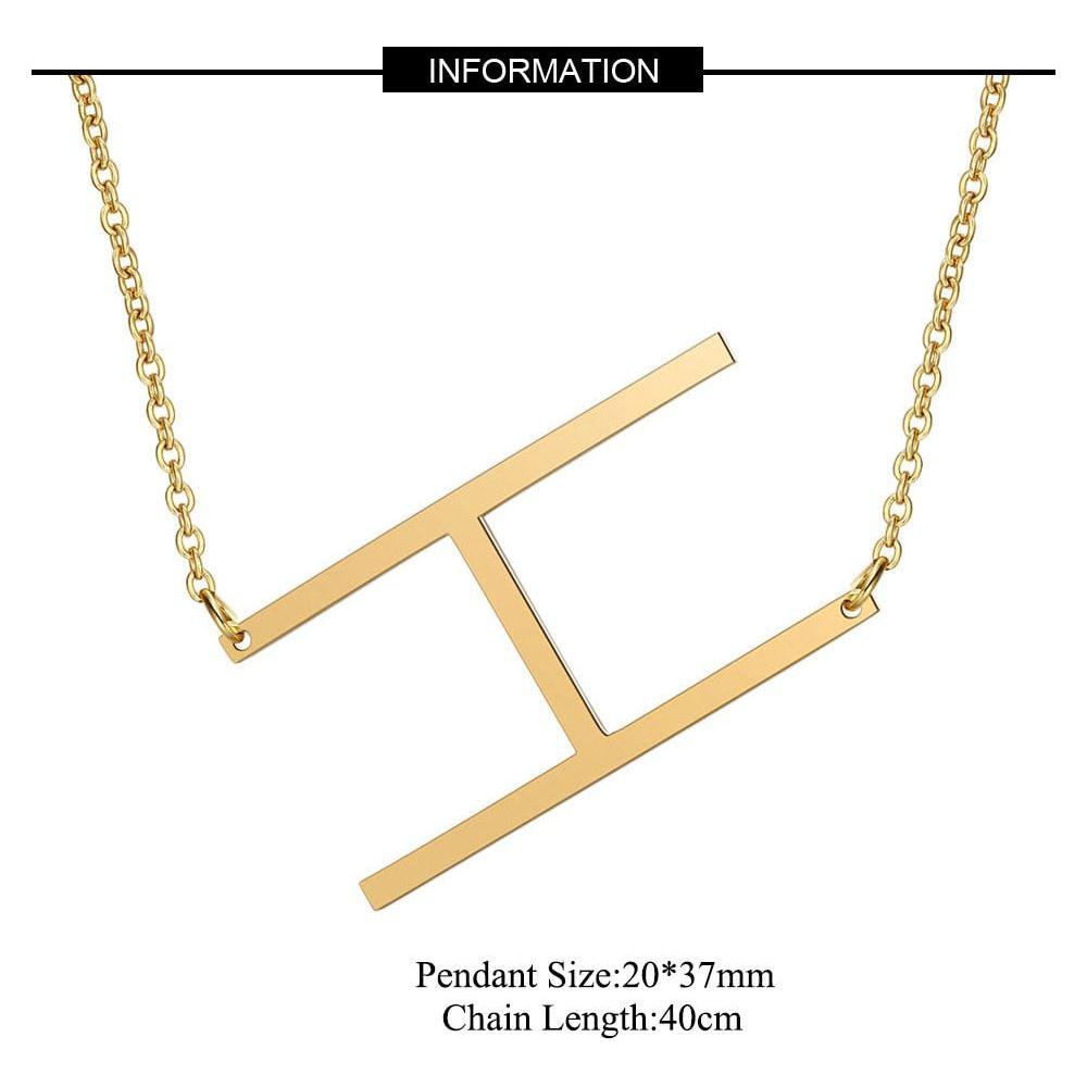 Large Initial Necklace 100% Stainless Steel Jewelry Big Letter A-Z Gold - Frimunt Clothing Co.
