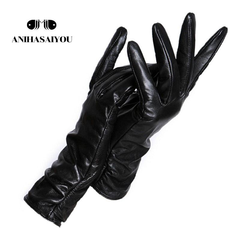 New Fashion Leather Gloves Short Style For Women Wrist Adjustable Winter Warm Gloves, Touchscreen Gloves - Frimunt Clothing Co.