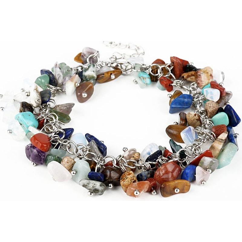 Women Charm Bracelet Unique Small Natural Stones Turquoises Handmade Artcraft Boho - Frimunt Clothing Co.