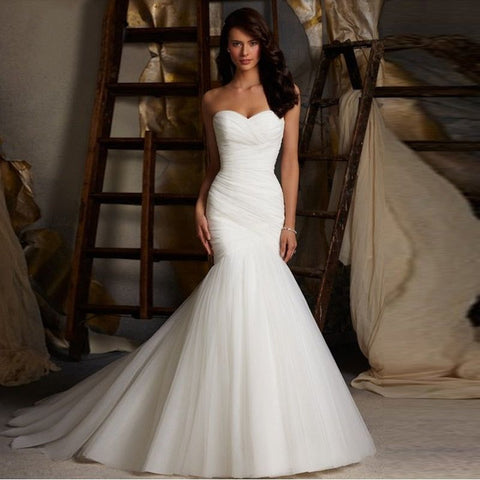 Shirley Tulle Strapless Trumpet Mermaid Bridal Gown With Lace Up Back