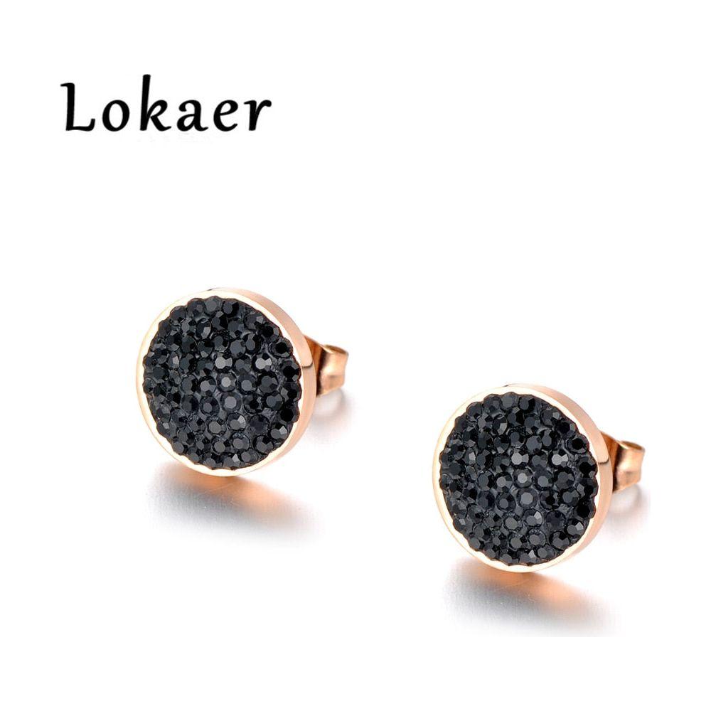 Jewelry Rose Gold Color Stainless Steel 3 Colors Crystals Stud Earrings For Women boucle d'oreille E18037 - Frimunt Clothing Co.