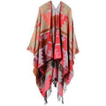 Imitation Cashmere Geometric Tassel Poncho For Women Winter Warm Knitted Shawl Wrap Comfortable Thick - Frimunt Clothing Co.