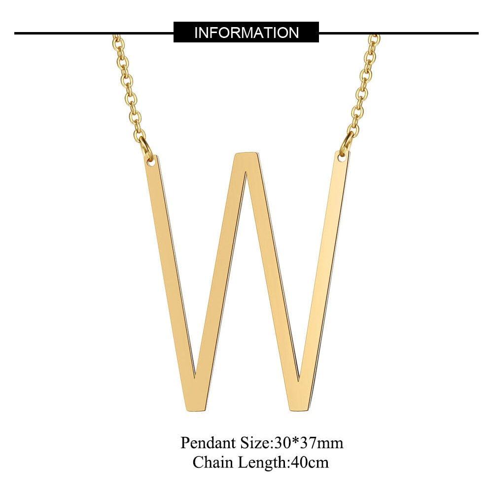 Large Initial Necklace 100% Stainless Steel Jewelry Big Letter A-Z Gold - Frimunt Clothing Co.