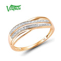 Genuine 14K 585 Rose Gold Women's Chic Rings Sparkling Diamond Engagement Anniversary Simple Eternal Style Fine Jewelry - Frimunt Clothing Co.