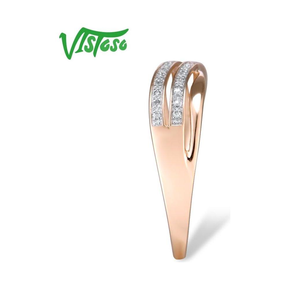 Genuine 14K 585 Rose Gold Women's Chic Rings Sparkling Diamond Engagement Anniversary Simple Eternal Style Fine Jewelry - Frimunt Clothing Co.