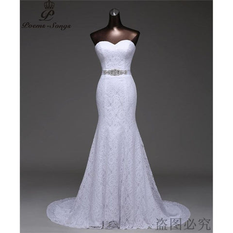 Nyla Crystal Belt Sweetheart Neckline Mermaid Wedding Dress - Frimunt Clothing Co.