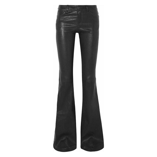 Women's Eco Leather Flare Pants Water Wash Chic Trousers - Frimunt Clothing Co.