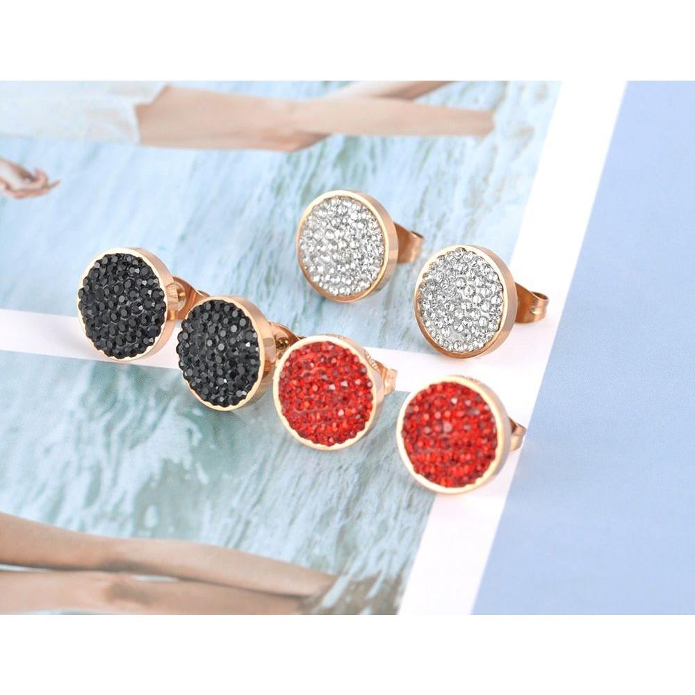 Jewelry Rose Gold Color Stainless Steel 3 Colors Crystals Stud Earrings For Women boucle d'oreille E18037 - Frimunt Clothing Co.