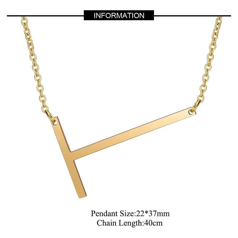 Large Initial Necklace 100% Stainless Steel Jewelry Big Letter A-Z Gold - Frimunt Clothing Co.