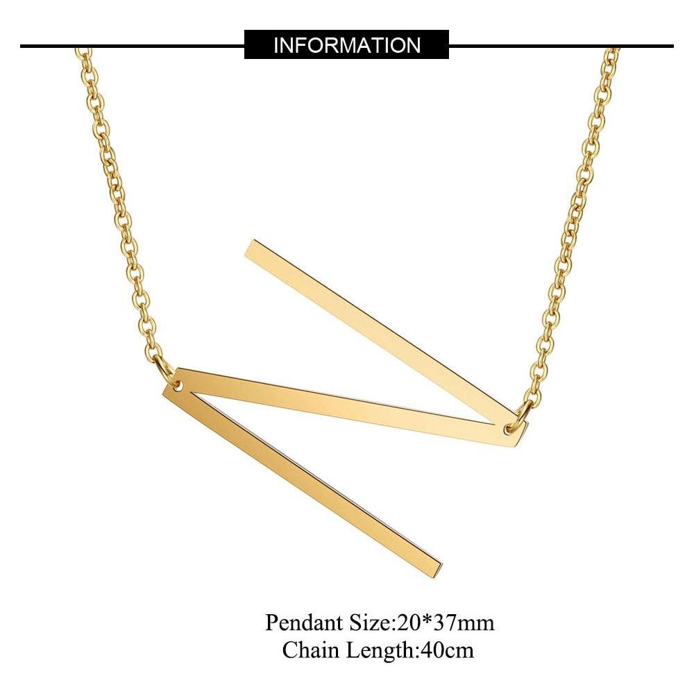 Large Initial Necklace 100% Stainless Steel Jewelry Big Letter A-Z Gold - Frimunt Clothing Co.