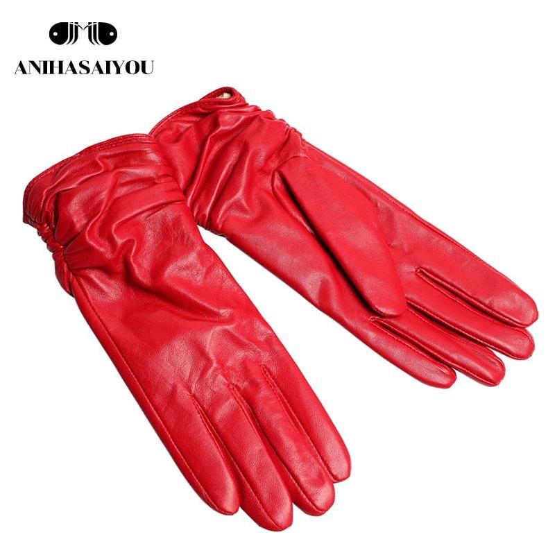 New Fashion Leather Gloves Short Style For Women Wrist Adjustable Winter Warm Gloves, Touchscreen Gloves - Frimunt Clothing Co.