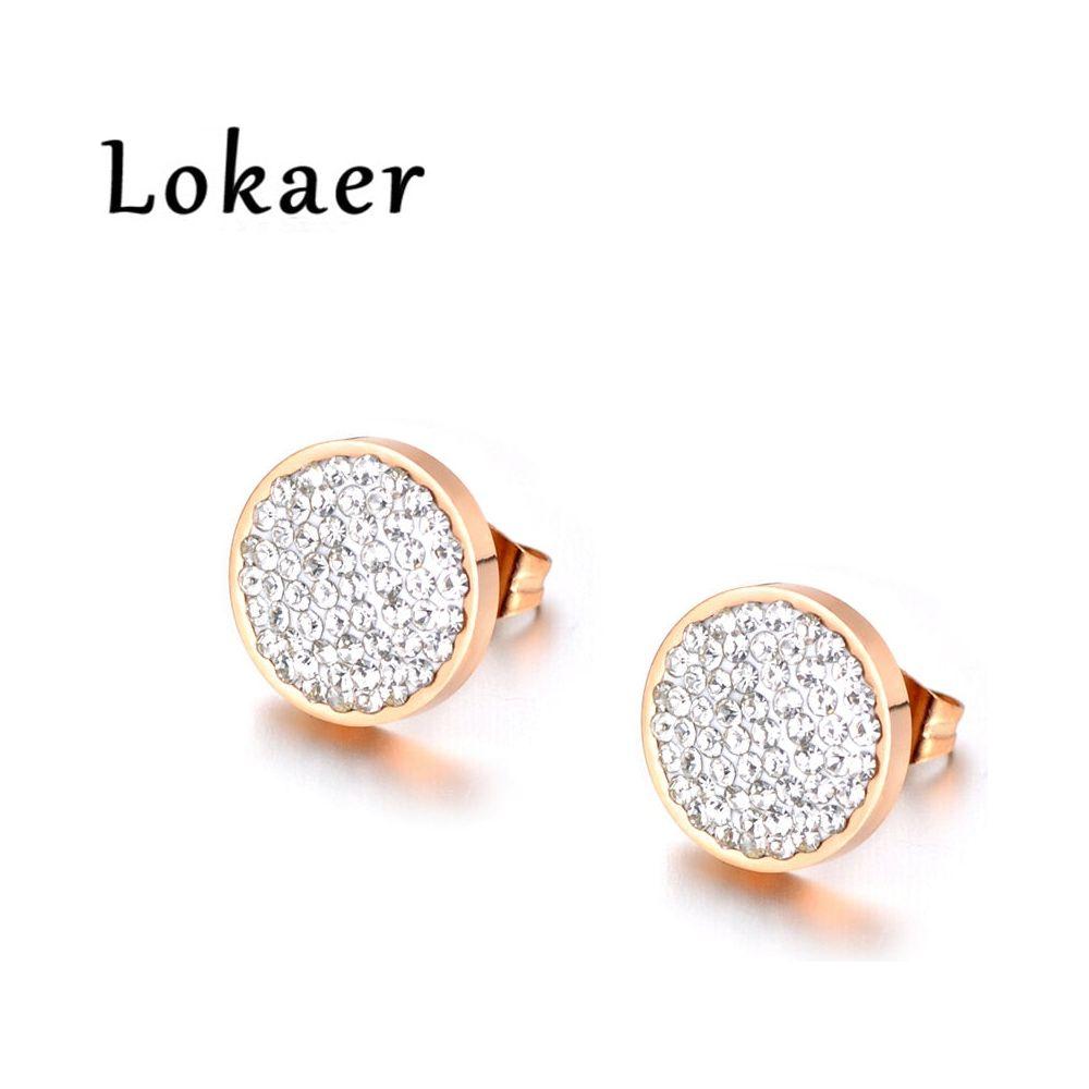 Jewelry Rose Gold Color Stainless Steel 3 Colors Crystals Stud Earrings For Women boucle d'oreille E18037 - Frimunt Clothing Co.