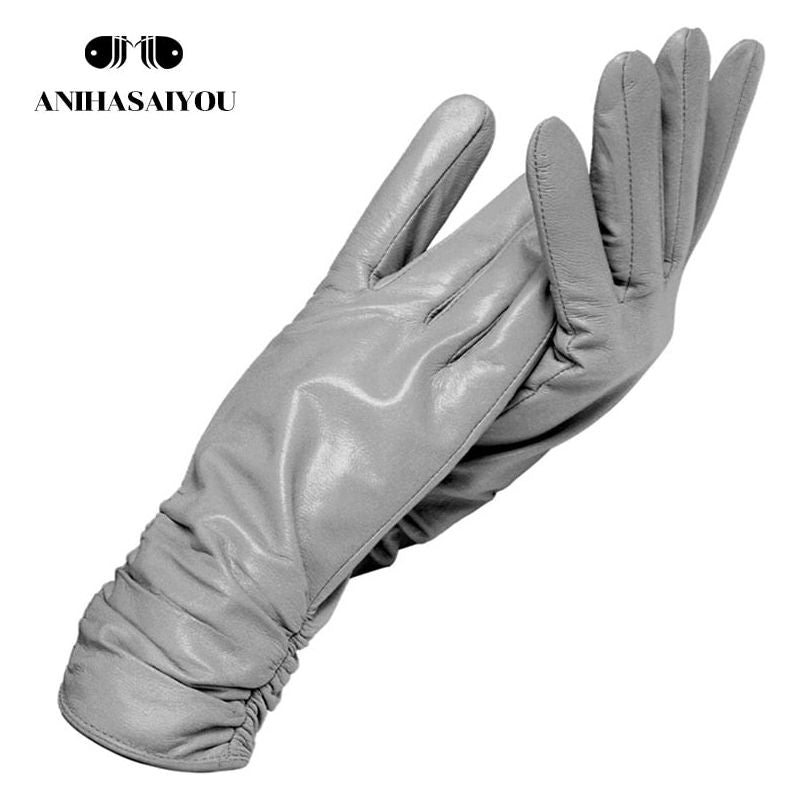 New Fashion Leather Gloves Short Style For Women Wrist Adjustable Winter Warm Gloves, Touchscreen Gloves - Frimunt Clothing Co.