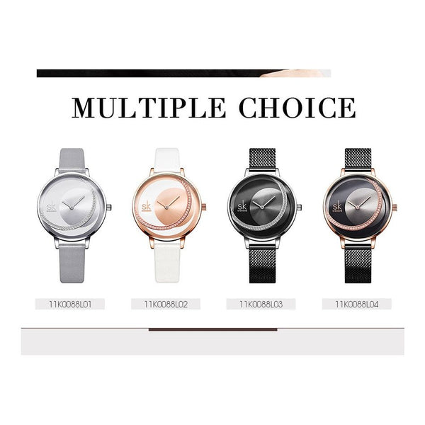 Crystal Women Watches Top Luxury Quartz Rhinestone Stainless Steel Or Leather Strap - Frimunt Clothing Co.