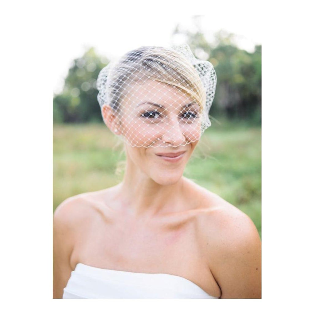 Bridal Birdcage Veil With Comb Pearls And Flowers - Frimunt Clothing Co.