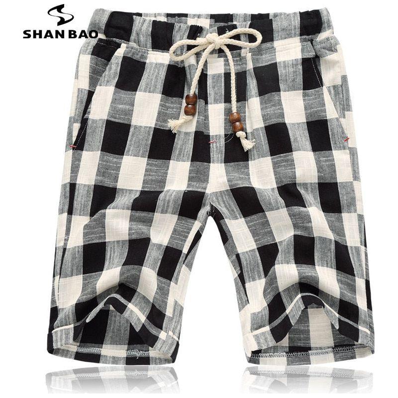 SHAN BAO Brand Men's Summer Cotton Shorts Plaid or Stripes Print High Quality - Frimunt Clothing Co.