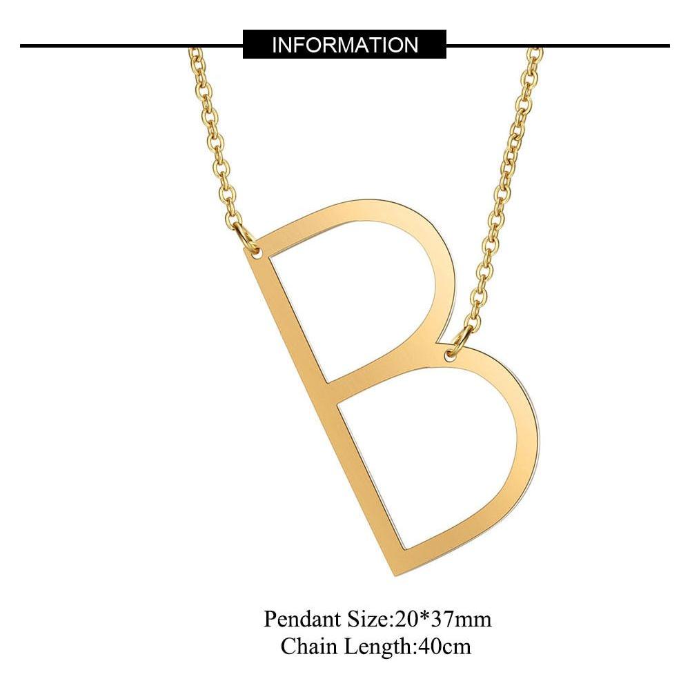 Large Initial Necklace 100% Stainless Steel Jewelry Big Letter A-Z Gold - Frimunt Clothing Co.
