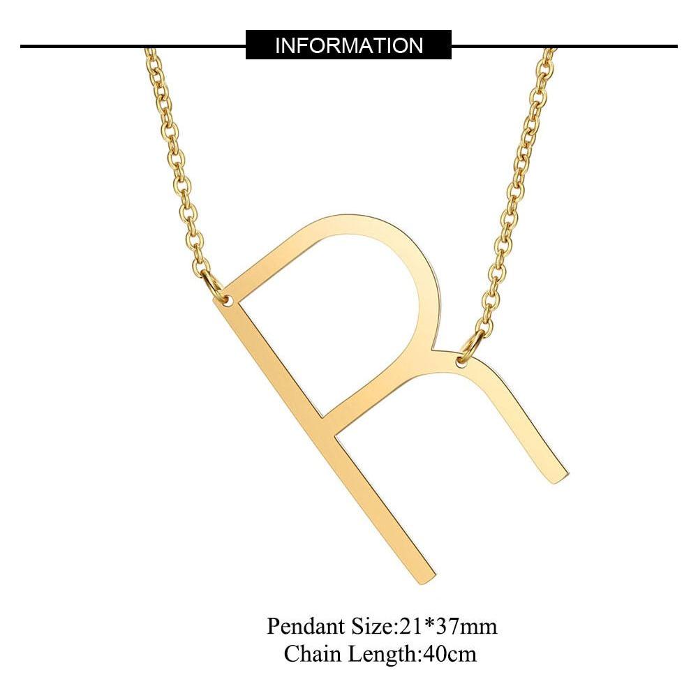 Large Initial Necklace 100% Stainless Steel Jewelry Big Letter A-Z Gold - Frimunt Clothing Co.